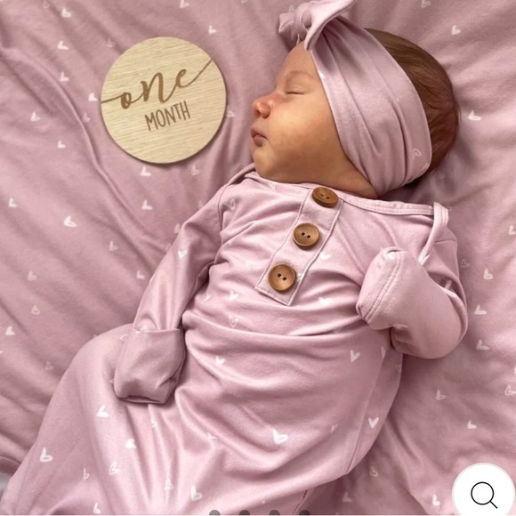 Caden Lane Knot Gown Tiny Hearts in Dusty Pink - Picture 2 of 6